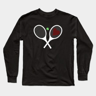 White Tennis Rackets with Heart Long Sleeve T-Shirt